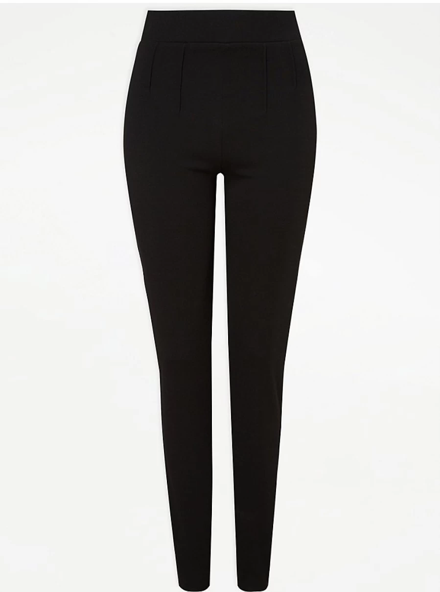 "George at Asda Black Slim Fit Long Length Jersey School Trousers for Senior Girls"