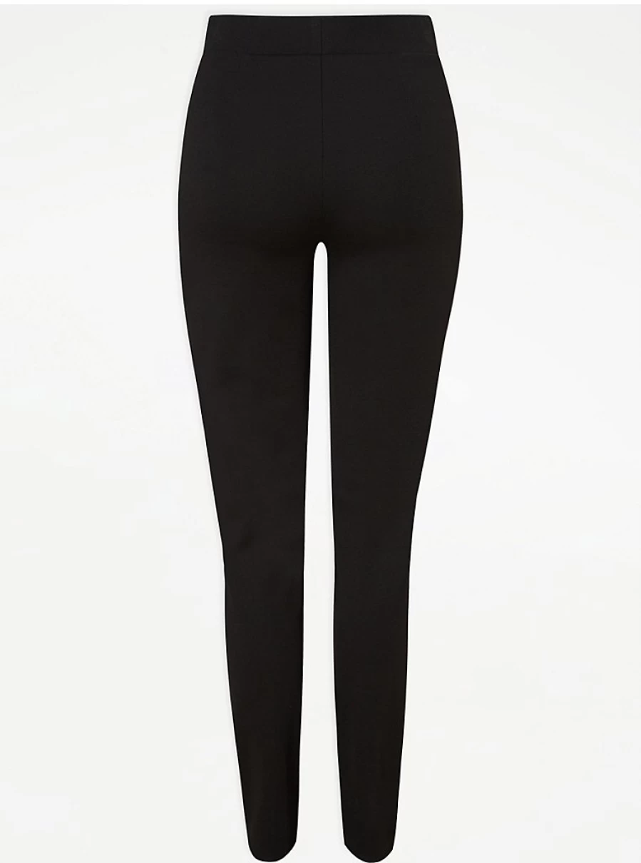 "George at Asda Black Slim Fit Long Length Jersey School Trousers for Senior Girls"