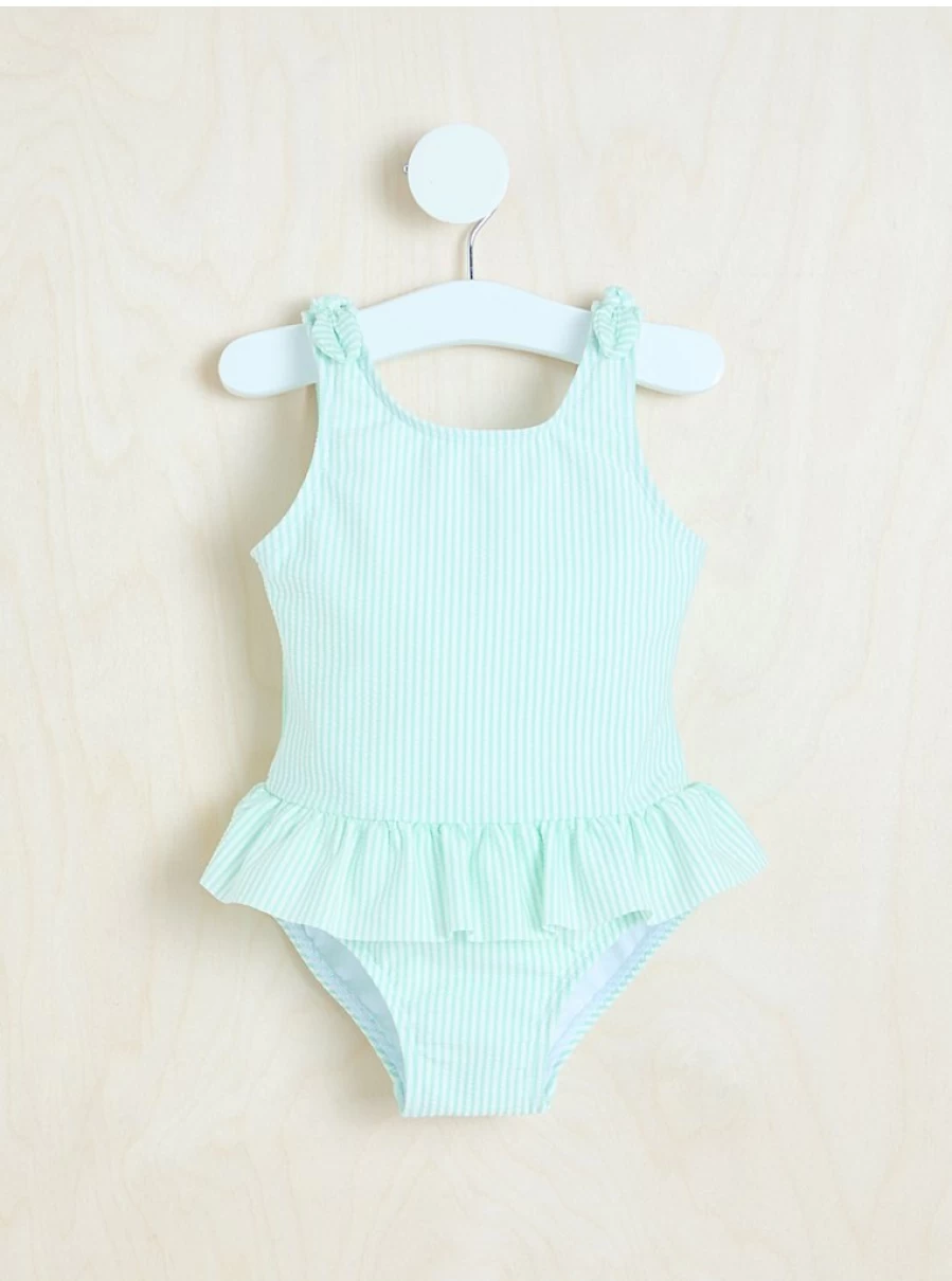 "George at Asda Baby Mint Green Striped Frill Swimsuit – Billie Faiers Collection Review"