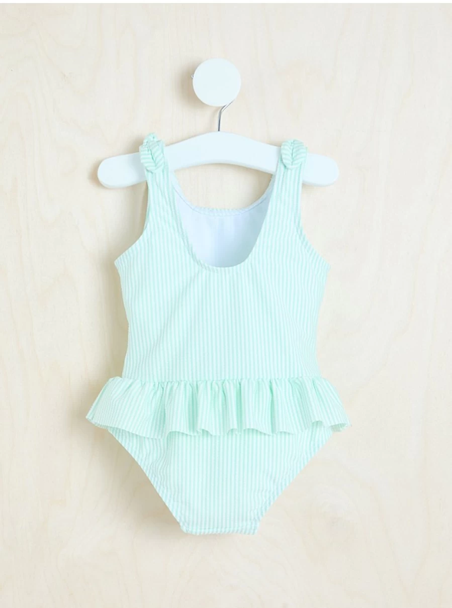 "George at Asda Baby Mint Green Striped Frill Swimsuit – Billie Faiers Collection Review"