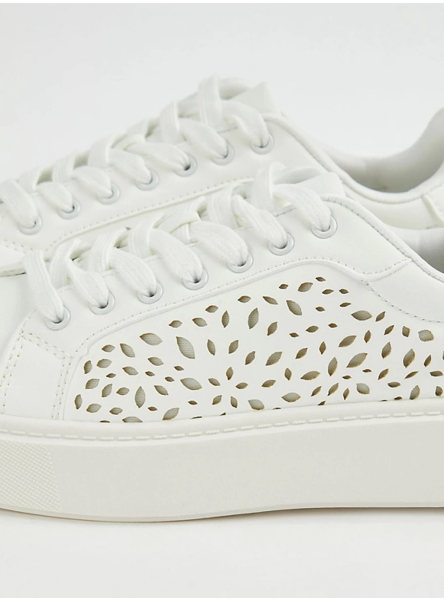 Women's White Laser-Cut Cupsole Sneakers | George at Asda | Lightweight & Stylish Trainers