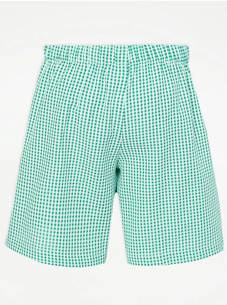 George at Asda Green Gingham Pleated School Shorts for Girls & Boys | Comfortable Uniform Shorts