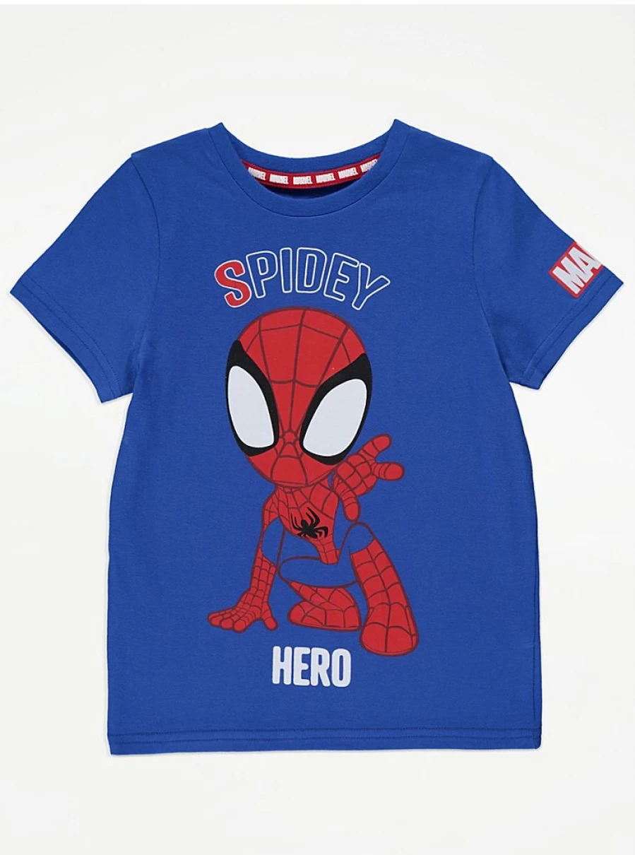 "George at Asda Boys' Marvel Spider-Man Blue Short Sleeve T-Shirt | Kids Superhero Tee"