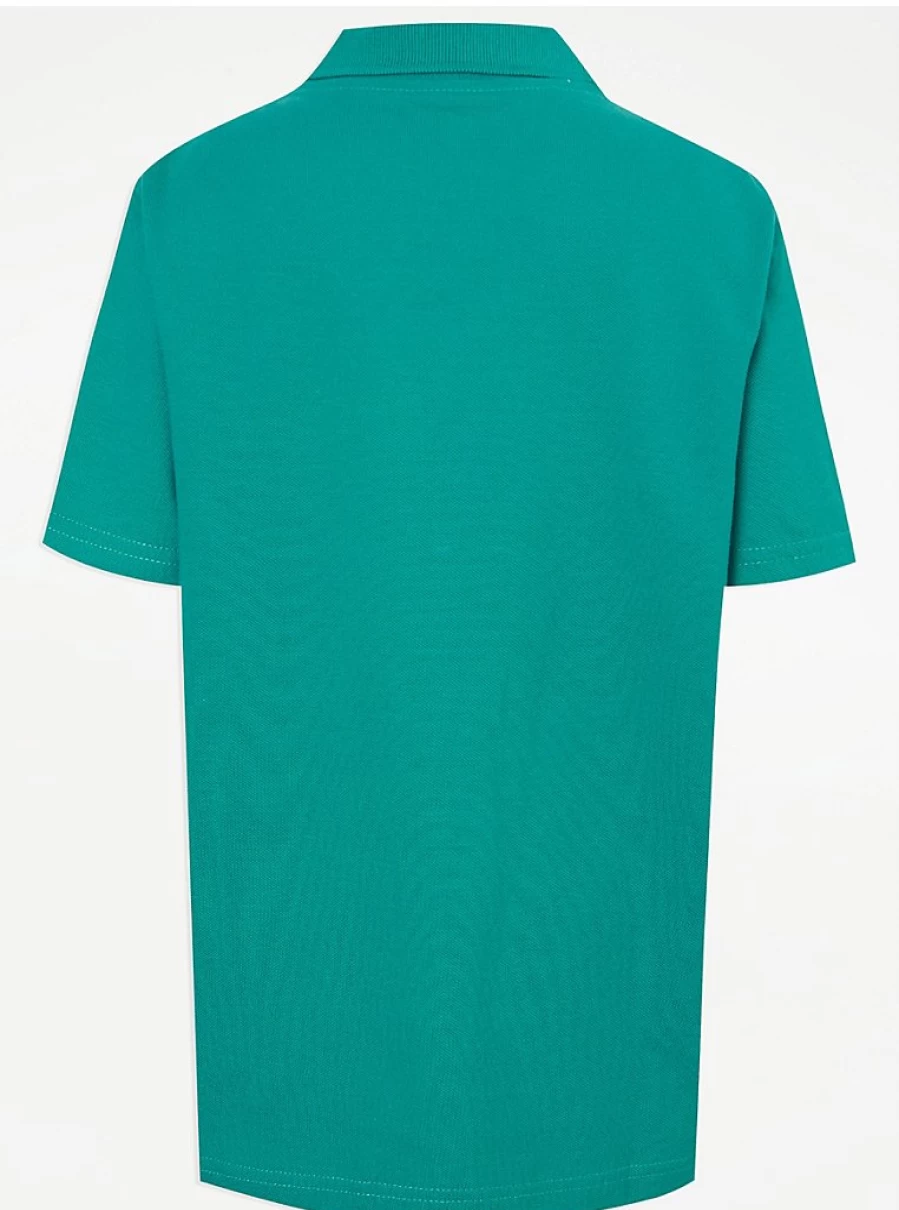 "George at Asda Jade Green Short Sleeve Polo Shirts 2 Pack for School Uniforms"