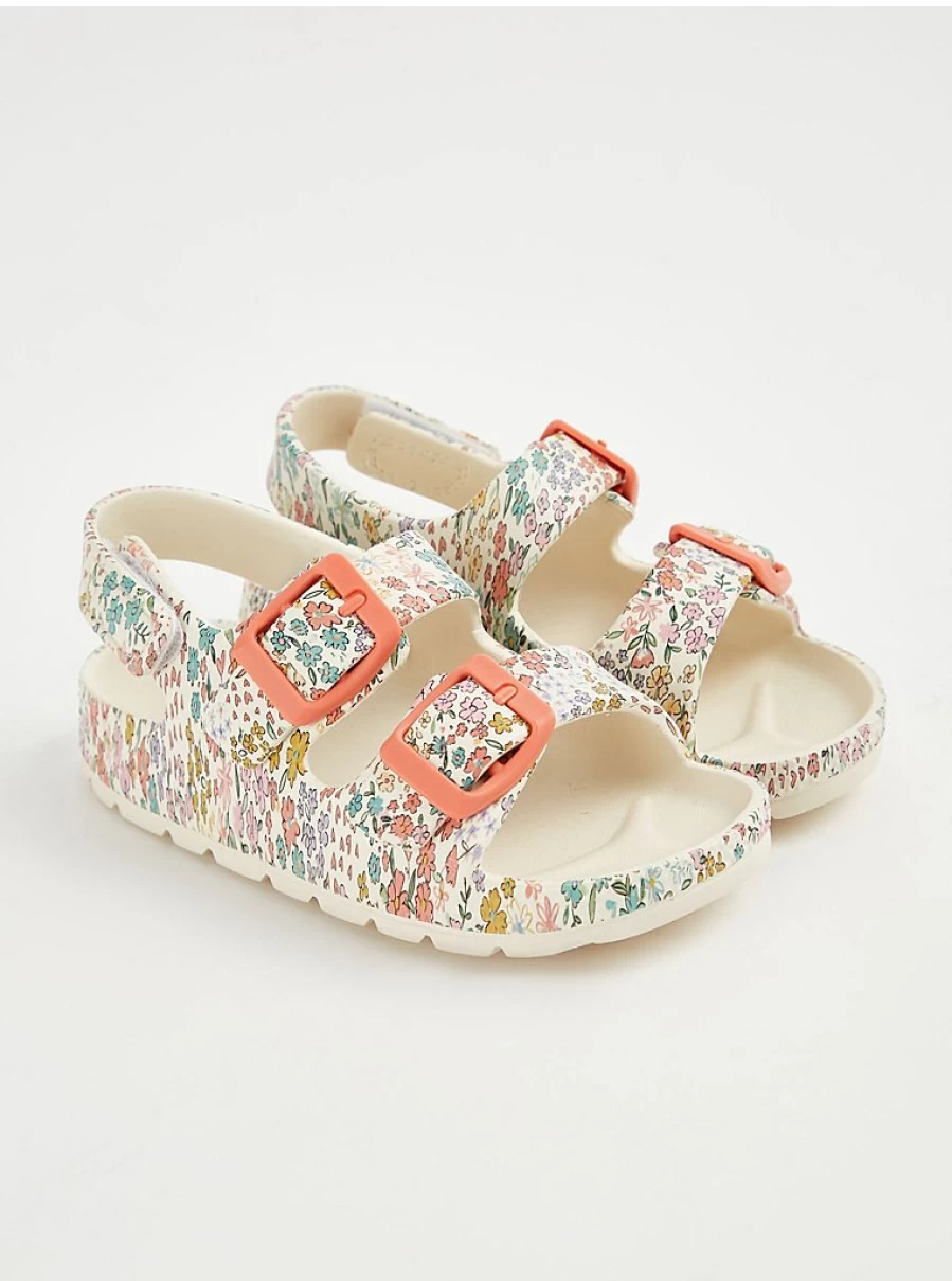Girls' Floral Double Buckle Sandals | George at Asda | Comfortable Kids' Summer Shoes