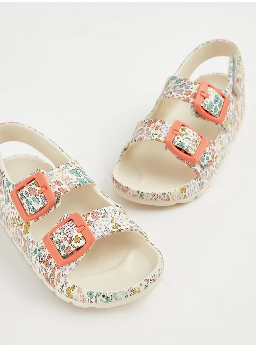 Girls' Floral Double Buckle Sandals | George at Asda | Comfortable Kids' Summer Shoes