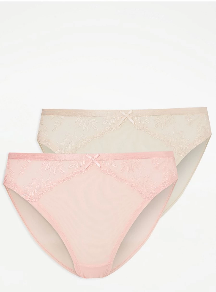 George at Asda Embroidered Mesh High Leg Knickers 2 Pack - Lingerie Set Review