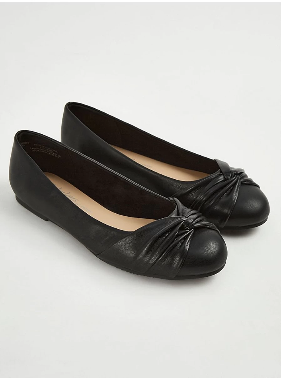 "George at Asda Women's Black Twist Front Wide Fit Ballet Flats – Comfortable & Stylish Review"