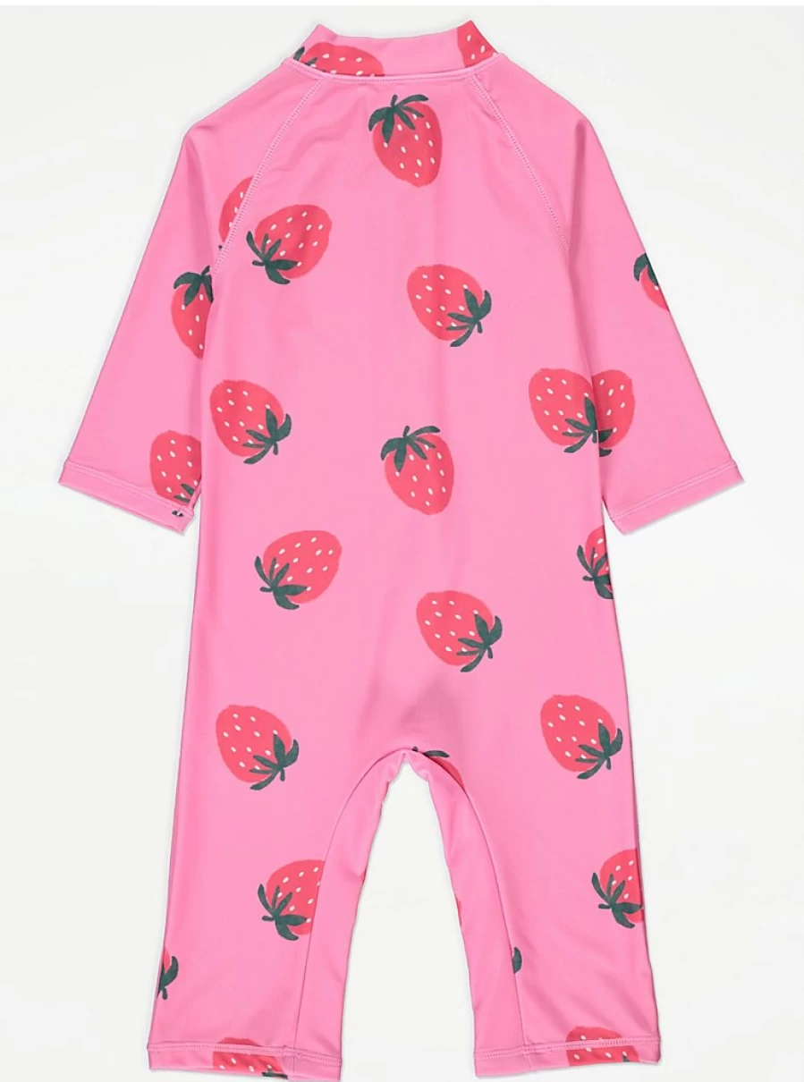 "George at Asda Girls' Pink Strawberry Print Swimsuit with Keppi Hat Set – Kids' Swimwear Review"