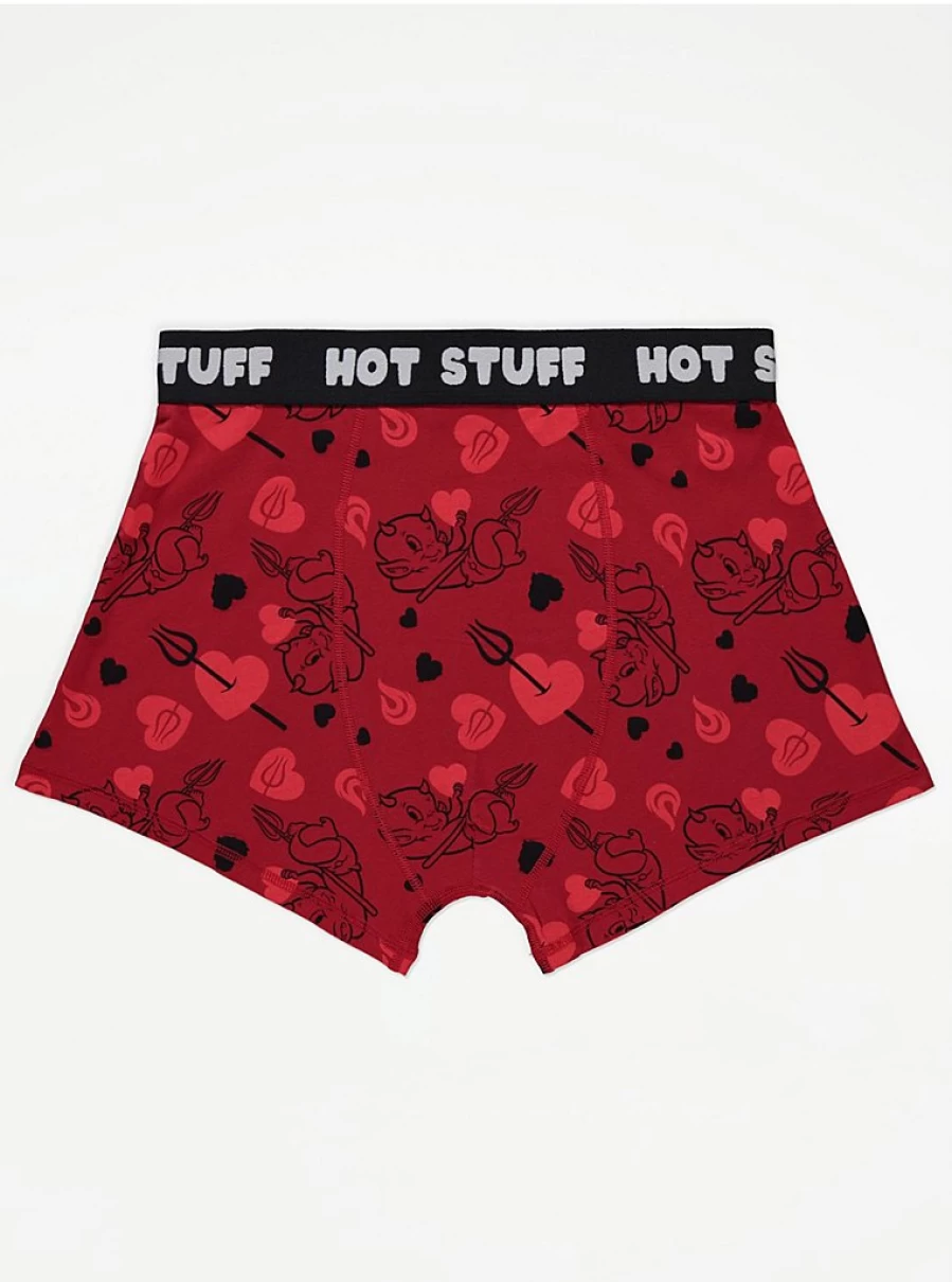Men's George at Asda Hot Stuff Red Heart Boxer Trunks - Comfortable & Stylish Underwear