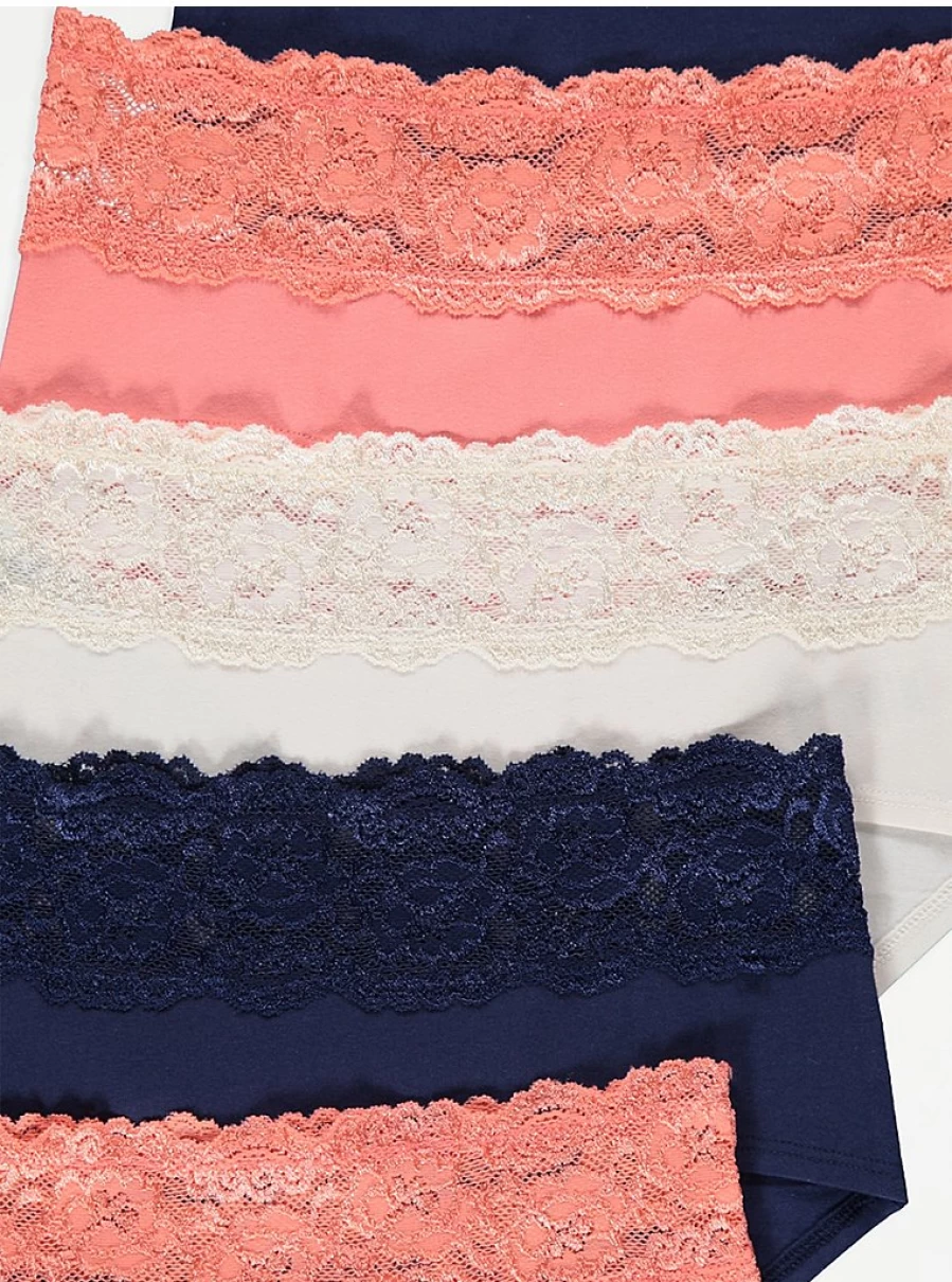 "George at Asda Women's Lace Top Short Knickers 5-Pack | Comfortable Lingerie Set"