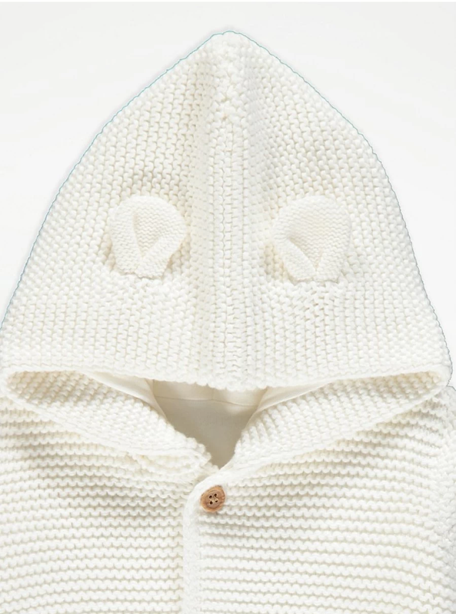 "George at Asda Baby White Chunky Knit Hooded Cardigan Review: Cozy & Stylish"
