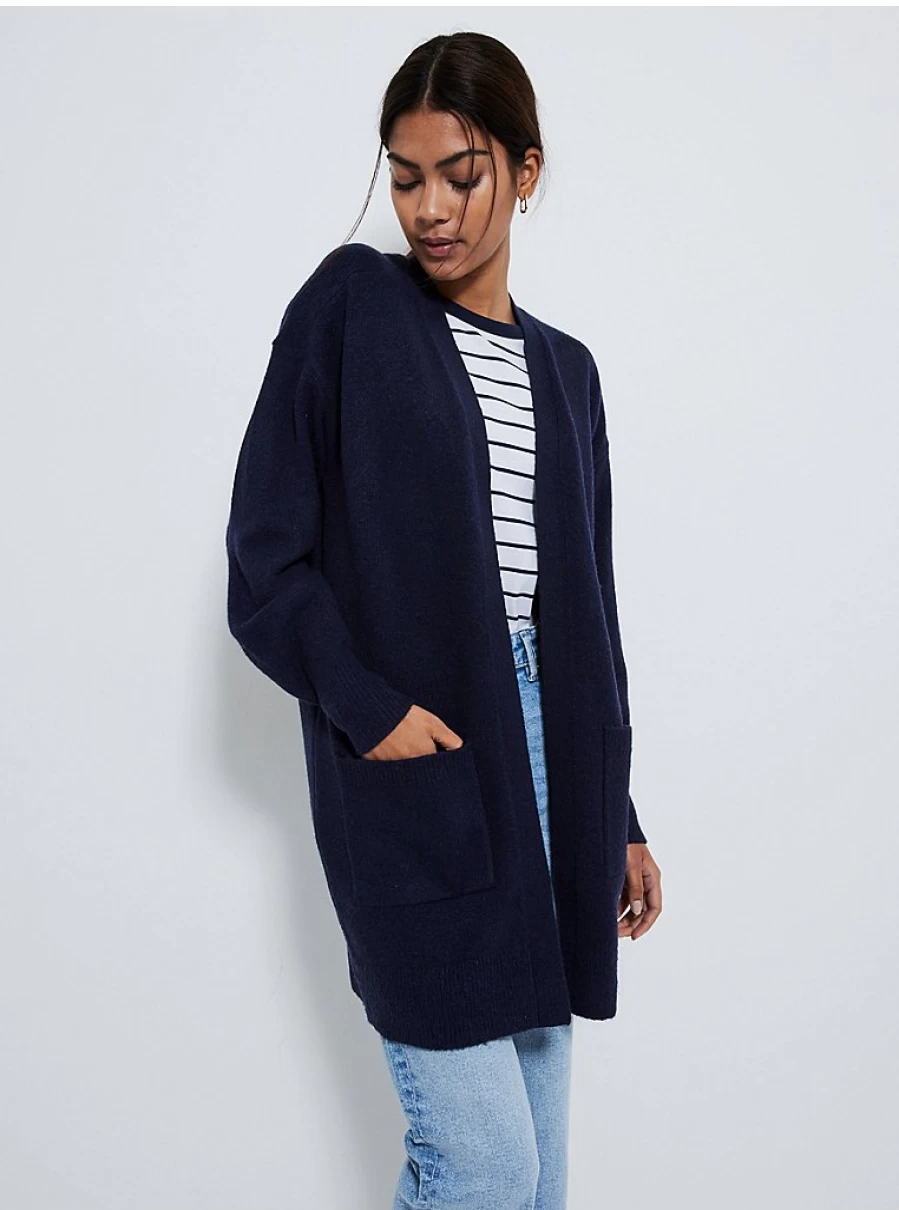 Women's Navy Blue Knitted Midi Cardigan | George at Asda | Cozy Longline Sweater