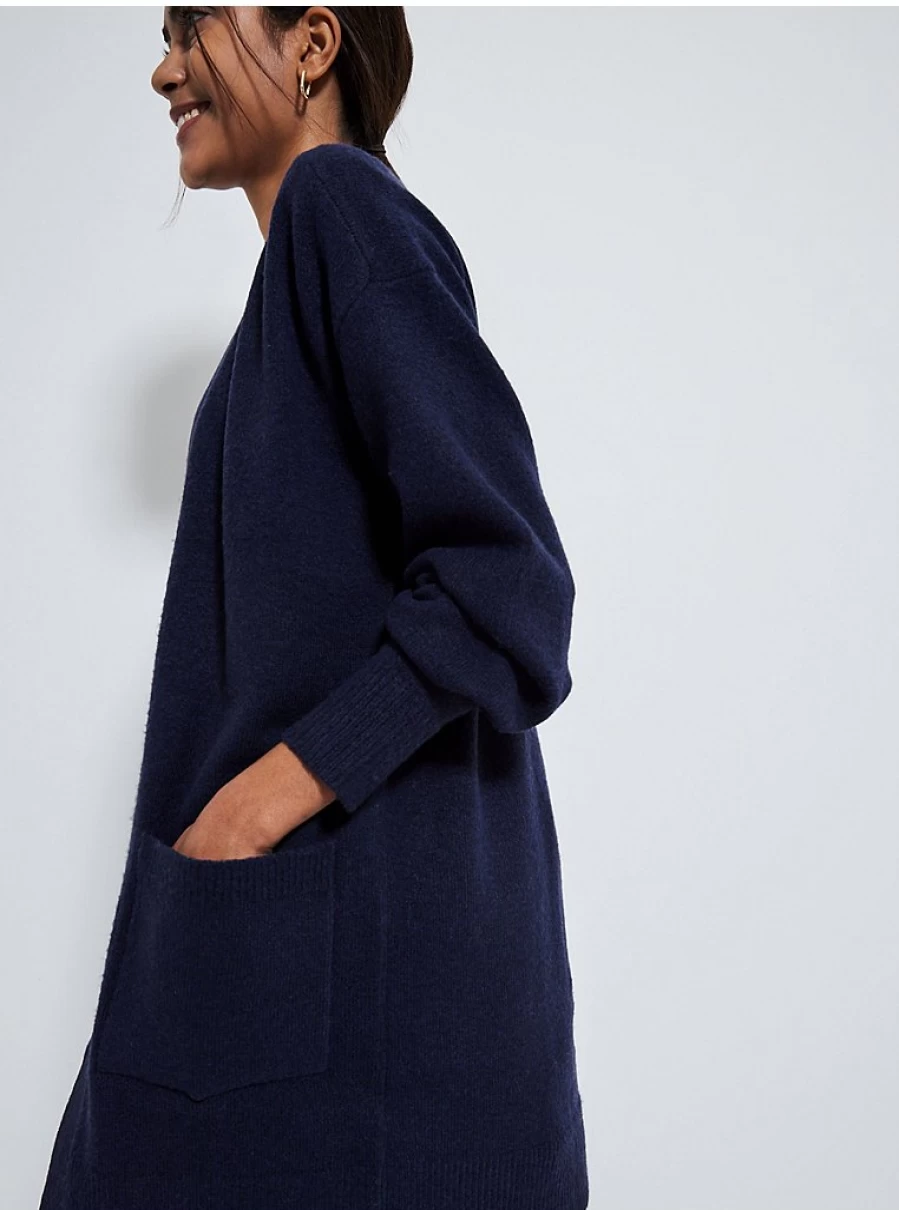 Women's Navy Blue Knitted Midi Cardigan | George at Asda | Cozy Longline Sweater