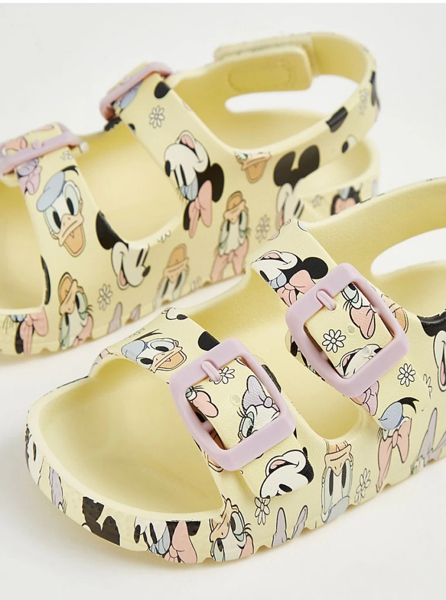 George at Asda Disney Minnie Mouse Girls' Yellow Double Strap Sandals for Kids
