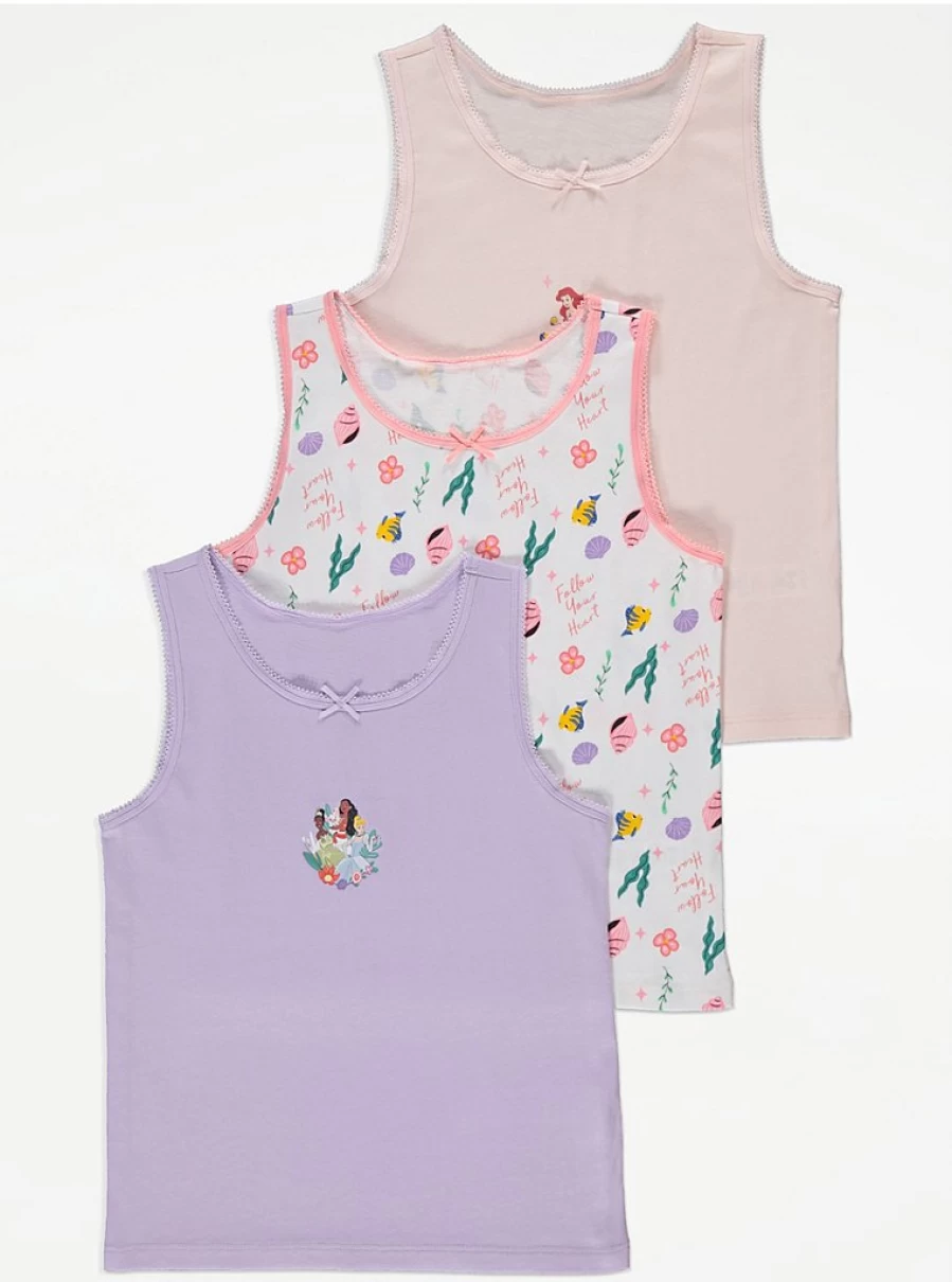 Disney Princess Pastel Seashell Vests 3-Pack for Kids by George at Asda | Soft Girls' Swimwear Set