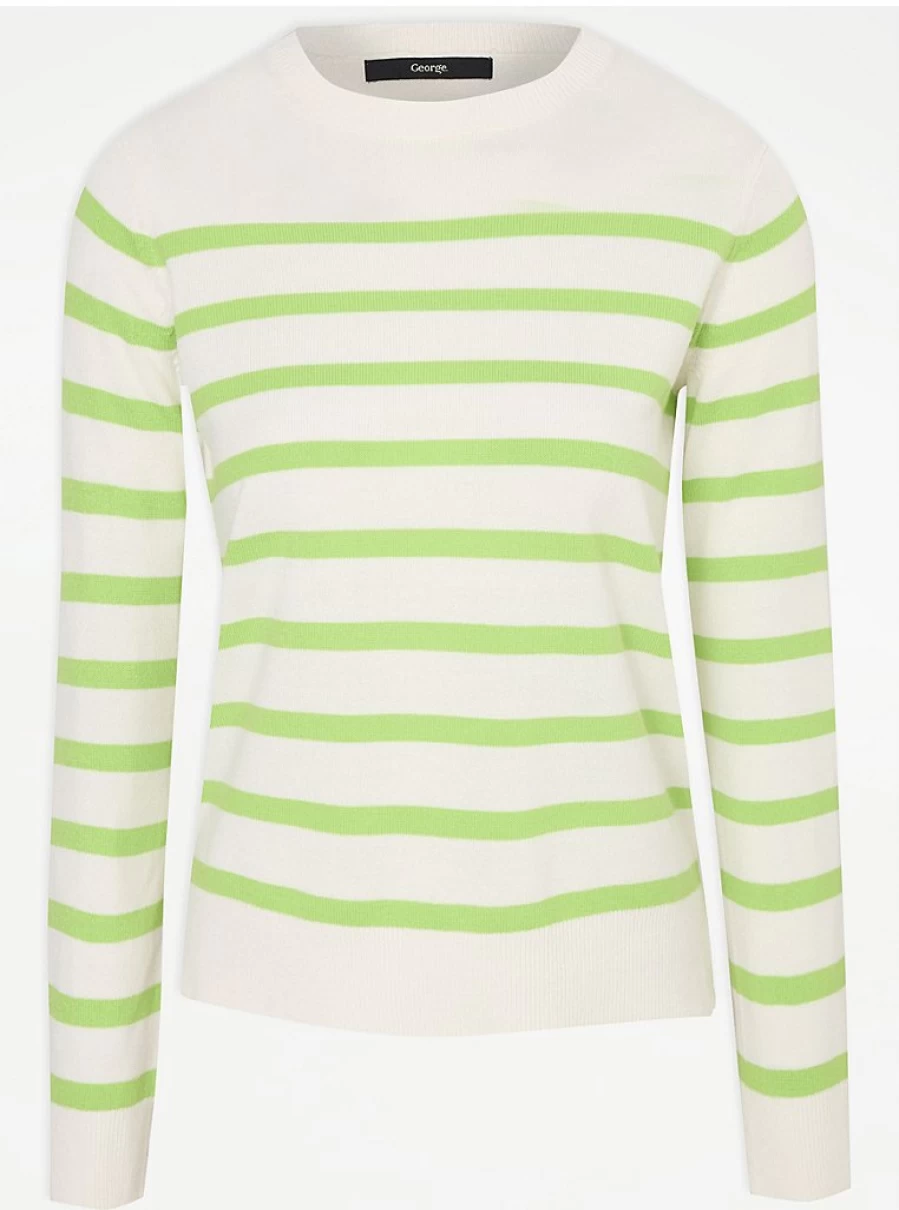 "George at Asda Women's Lime Green Striped Soft Touch Knitted Jumper | Cozy Pullover Review"