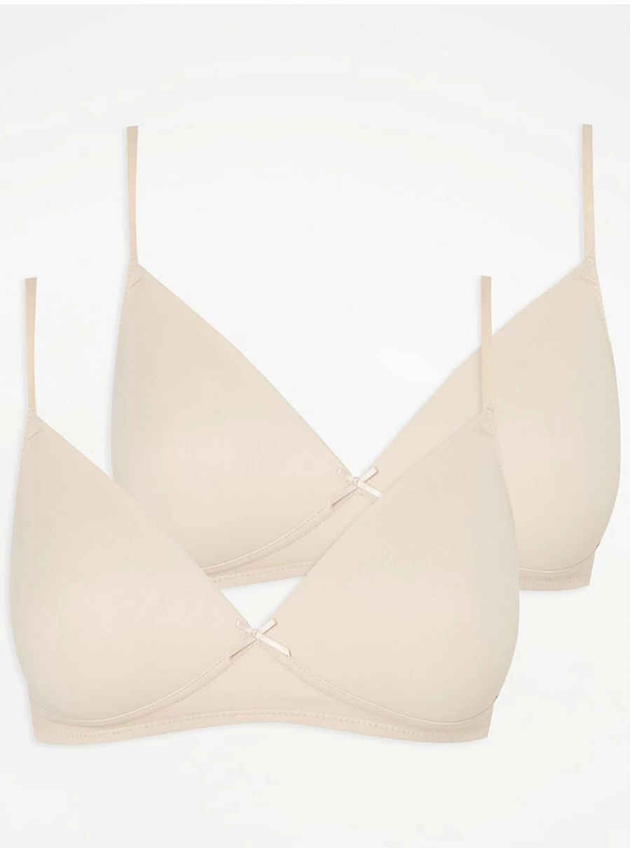Women's Nude Non-Wired Padded T-Shirt Bra 2-Pack | Comfortable Everyday Lingerie | George at Asda