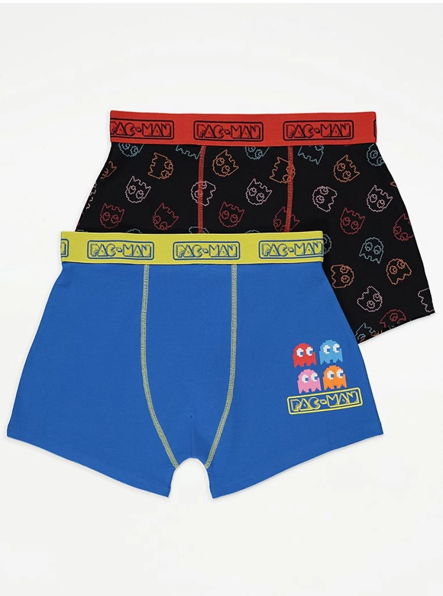 Men's Pac-Man Graphic Boxer Shorts 2-Pack | George at Asda | Retro Gaming Underwear