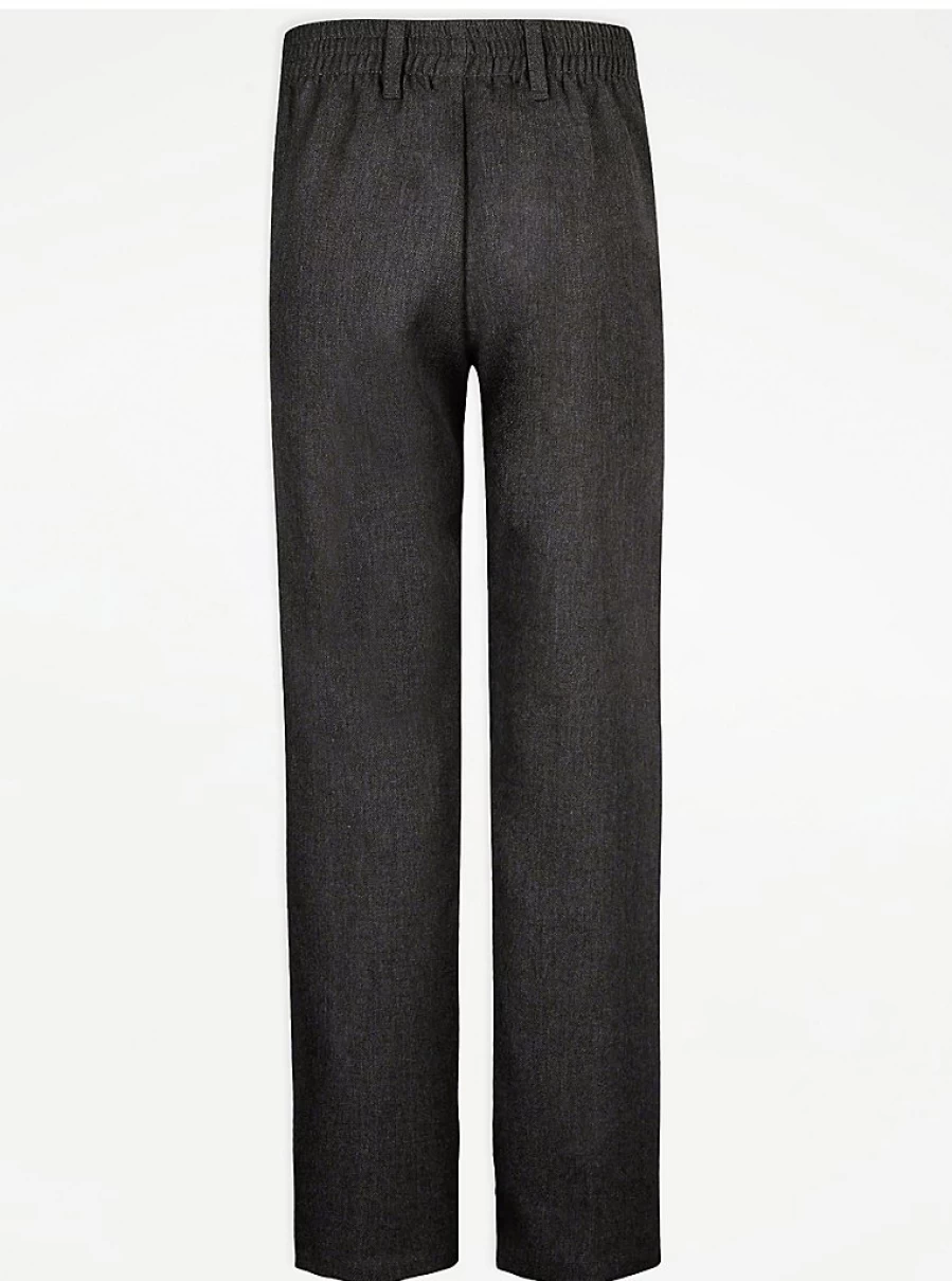"George at Asda Boys' 2-Pack Charcoal Elastic Waist School Trousers – Long Length"