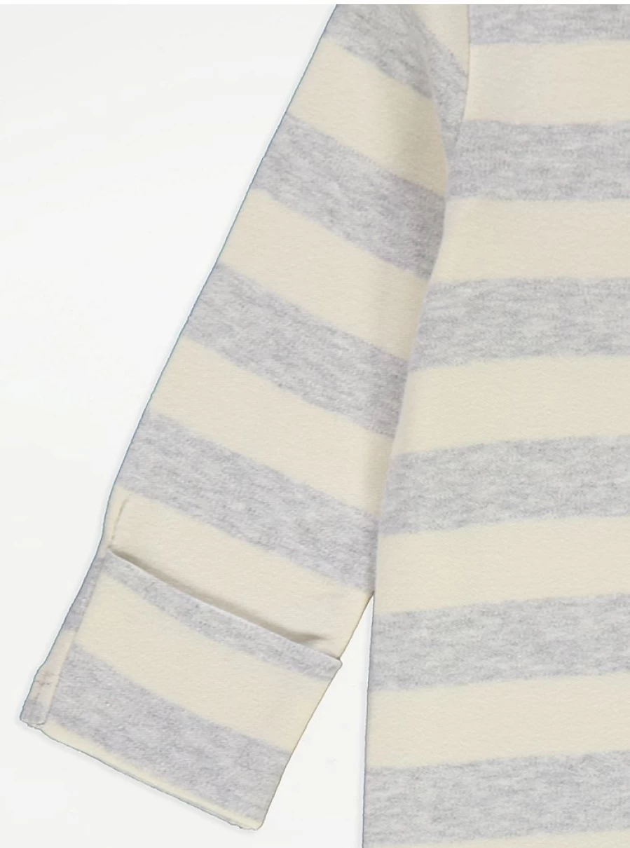 "George at Asda Boys' Grey Marl Stripe Slogan Sleepsuit | Baby Sleepwear"
