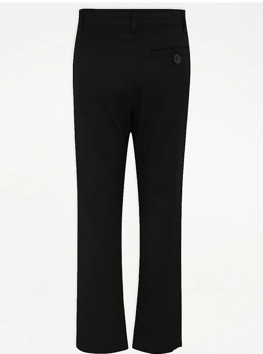 "George at Asda Boys' Black Skinny Fit School Trousers 2-Pack – Long Length Comfort & Style"