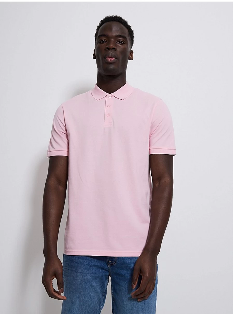 Men's Light Pink Polo Shirt - George at Asda Comfort Fit Casual Top