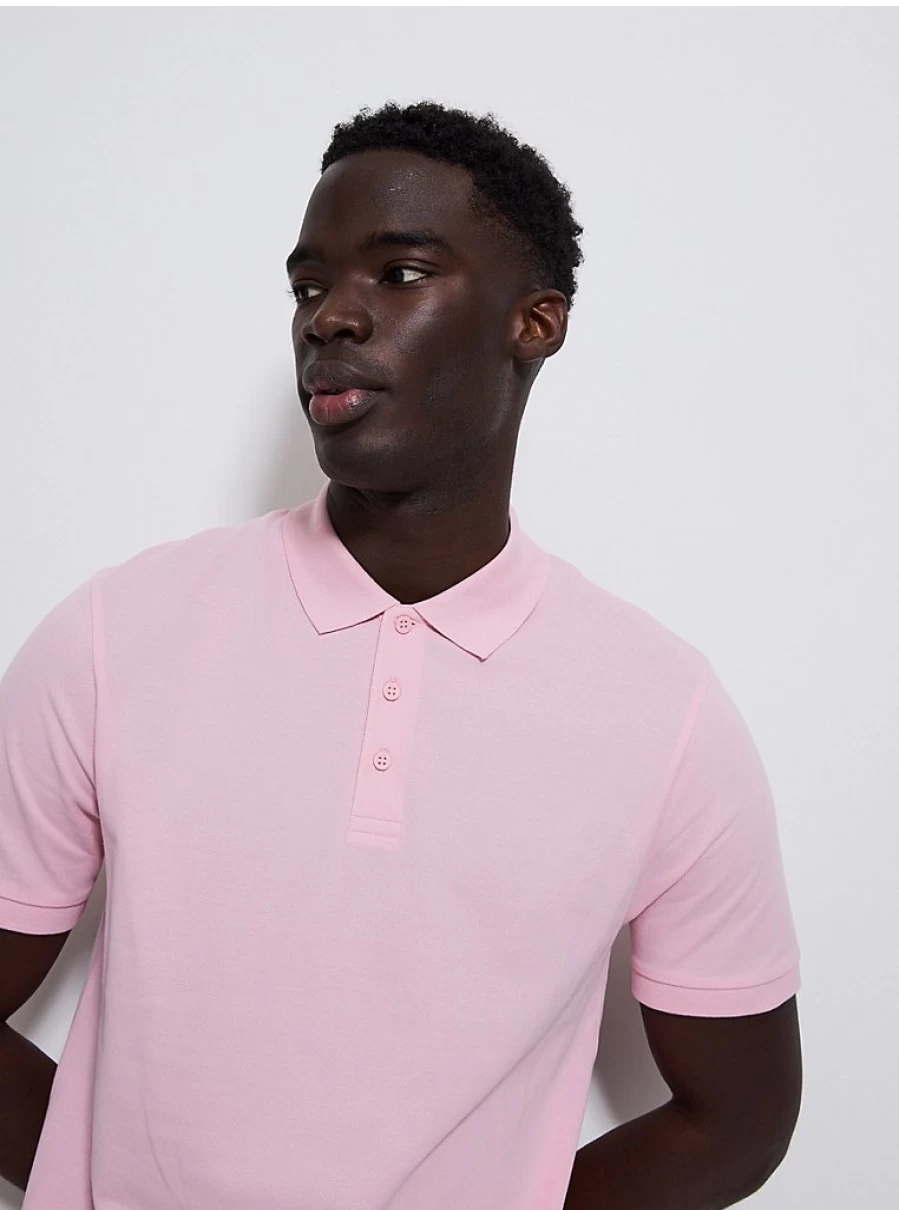 Men's Light Pink Polo Shirt - George at Asda Comfort Fit Casual Top