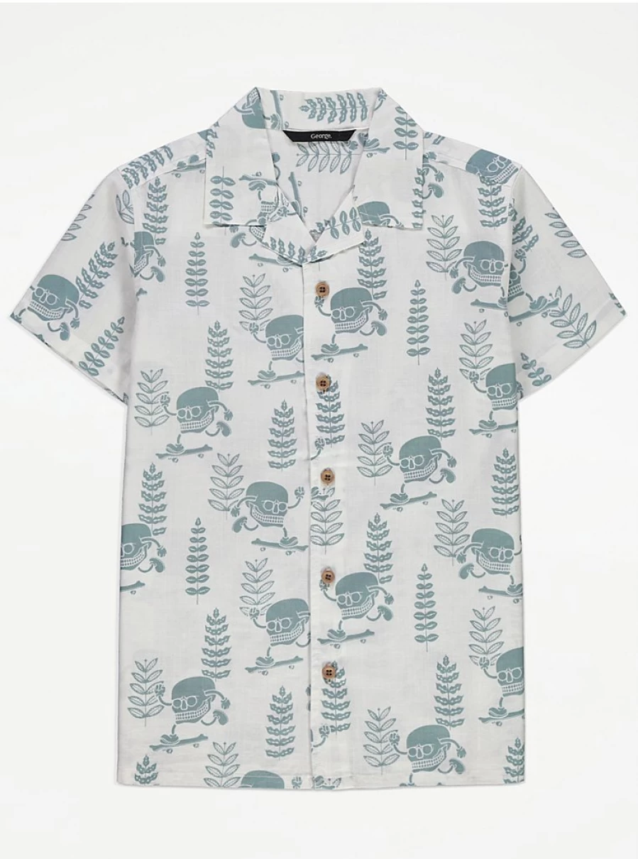 "George at Asda Boys' White Skater Skull Print Short Sleeve T-Shirt Reviews"