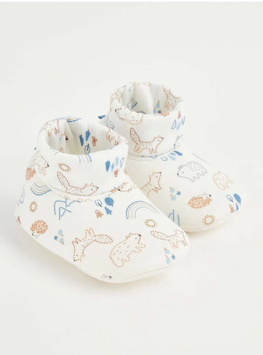 George at Asda Baby Woodland Striped Booties 2-Pack - Soft Booties for Infants