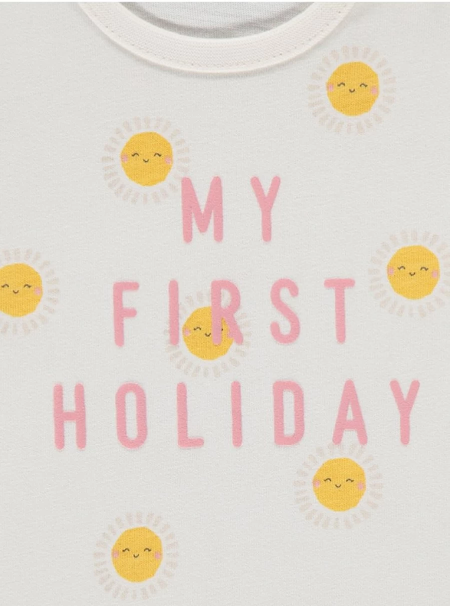 "George at Asda Baby's First Holiday White Sunshine T-Shirt – Cute Infant Travel Outfit"