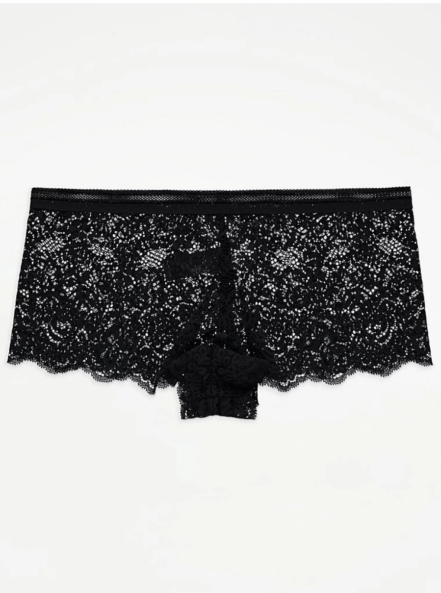 "George at Asda Black Lace Short Knickers 3-Pack | Women's Lingerie Set | Comfortable & Stylish"