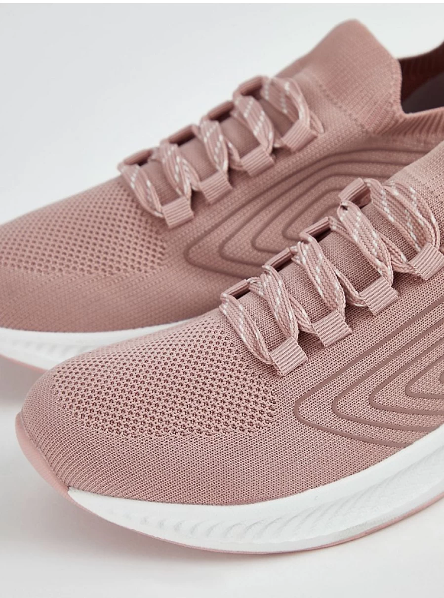 "George at Asda Women's Pink Knitted Slip-On Lace-Up Trainers | Comfortable & Stylish Sneakers"