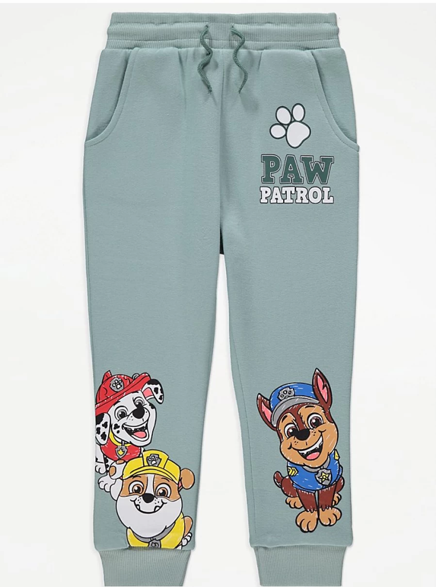 "George at Asda Kids' Paw Patrol Green Character Joggers – Comfortable & Stylish Boys' & Girls' Pajama Pants"