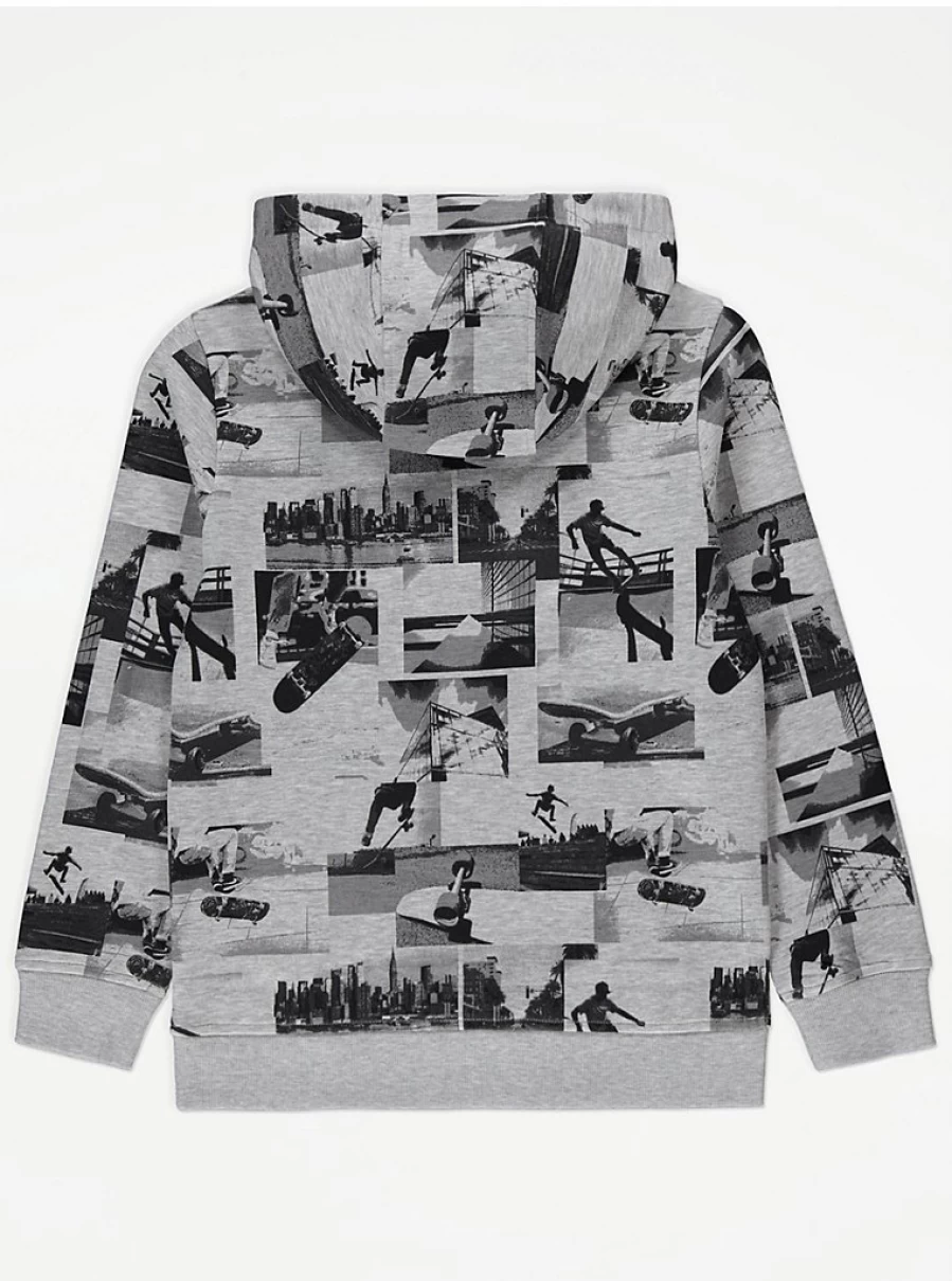 "George at Asda Boys Grey Marl Skater Hoodie with Photographic Print – Kids' Casual Wear Review"