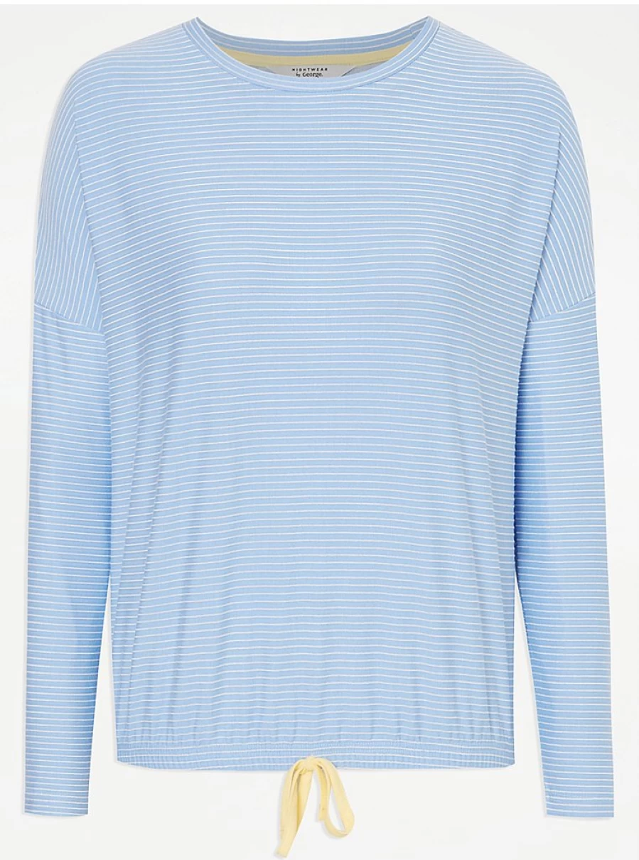 "George at Asda Blue Striped Long Sleeve Pyjamas for Women | Comfortable Sleepwear Set"