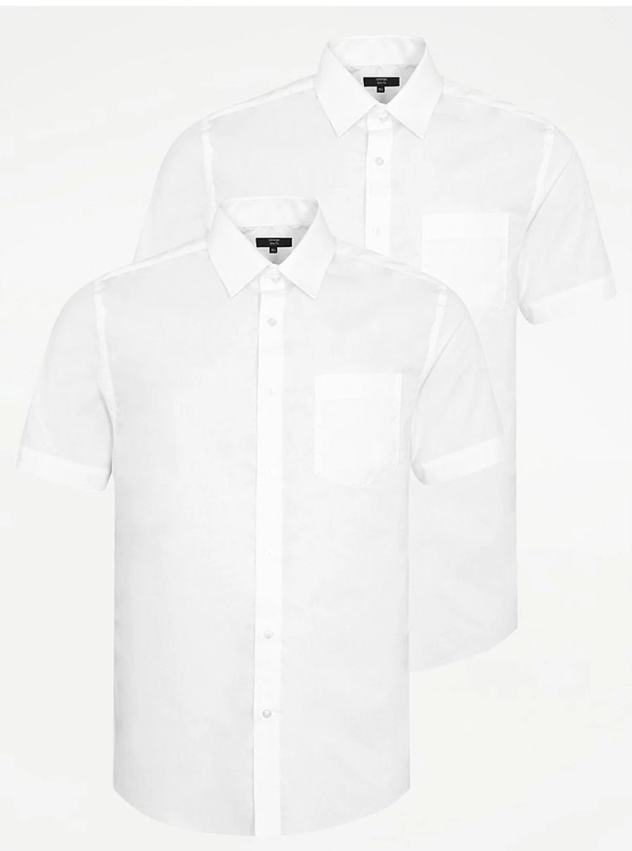 Boys' White Slim Fit Short Sleeve Formal Shirts 2-Pack | George at Asda