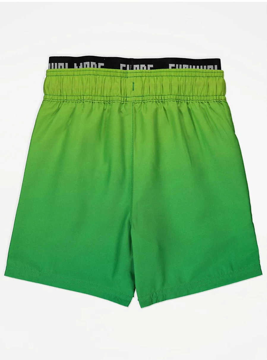 "George at Asda Boys' Minecraft Green Swim Shorts for Kids – Comfort & Fun Design"
