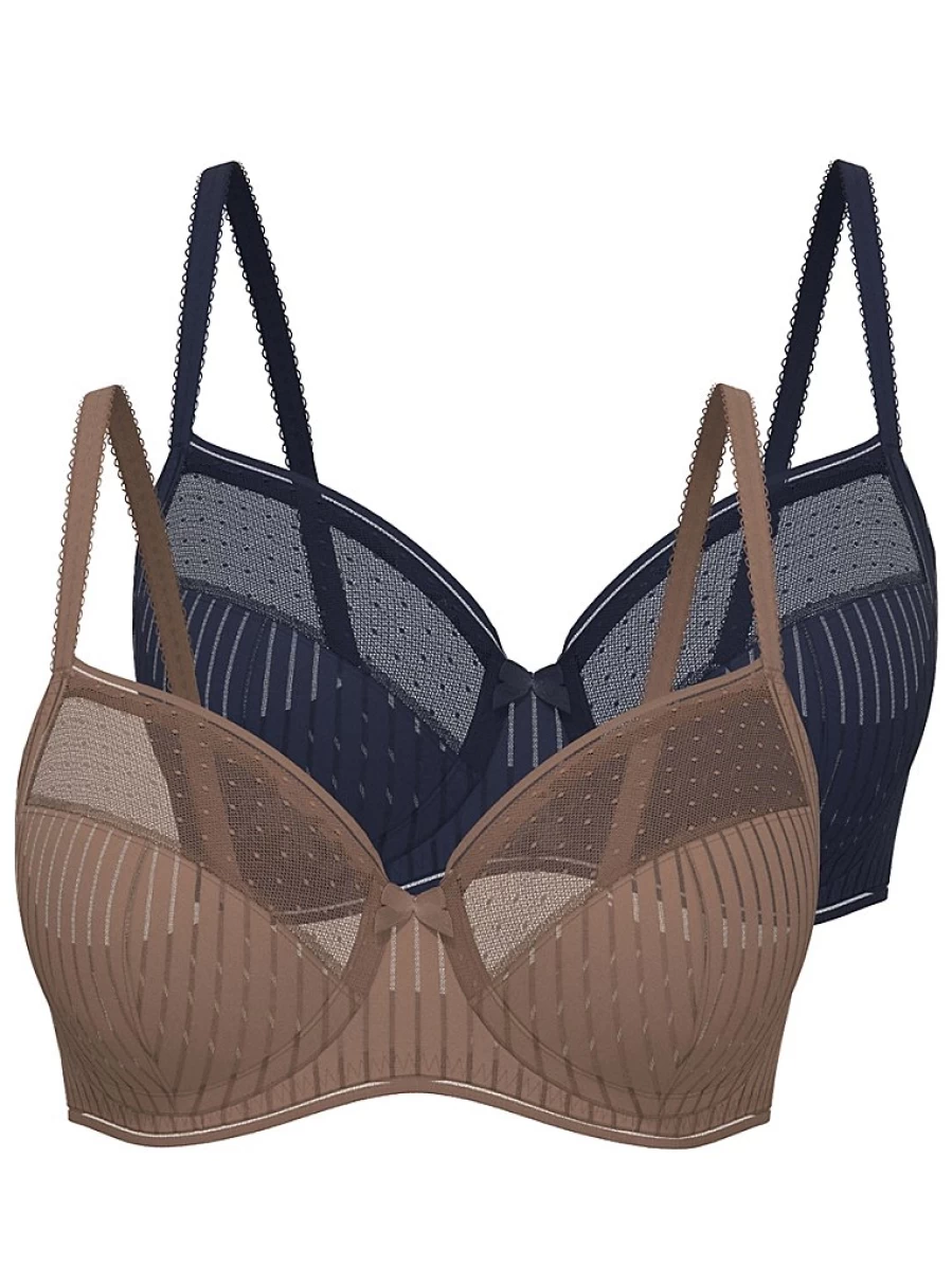 Women's Non-Padded Spot & Stripe Bras 2-Pack | Comfortable Lingerie | George at Asda