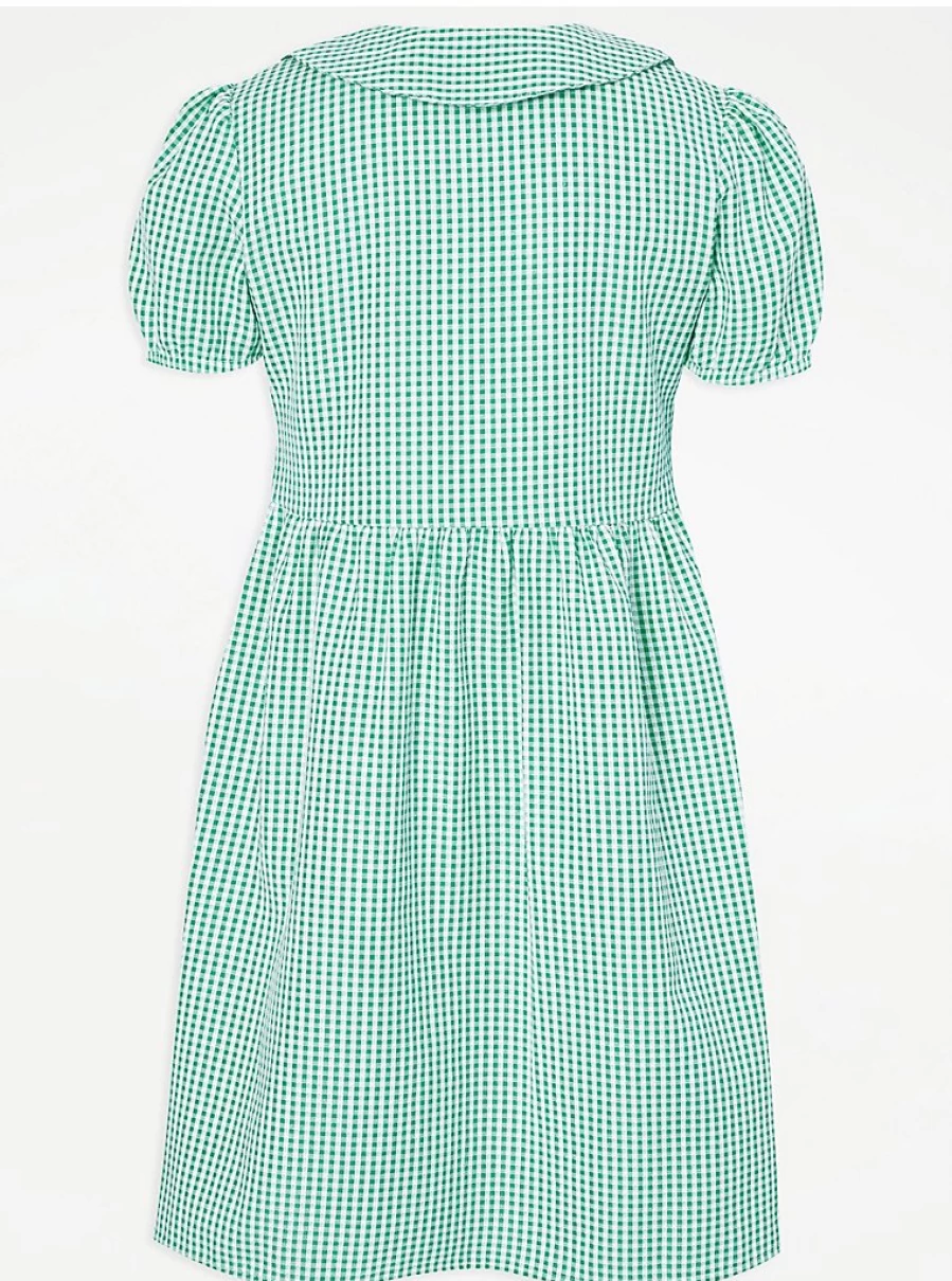 "George at Asda Girls' Green Gingham School Dress 2-Pack - Comfortable & Stylish Uniform"
