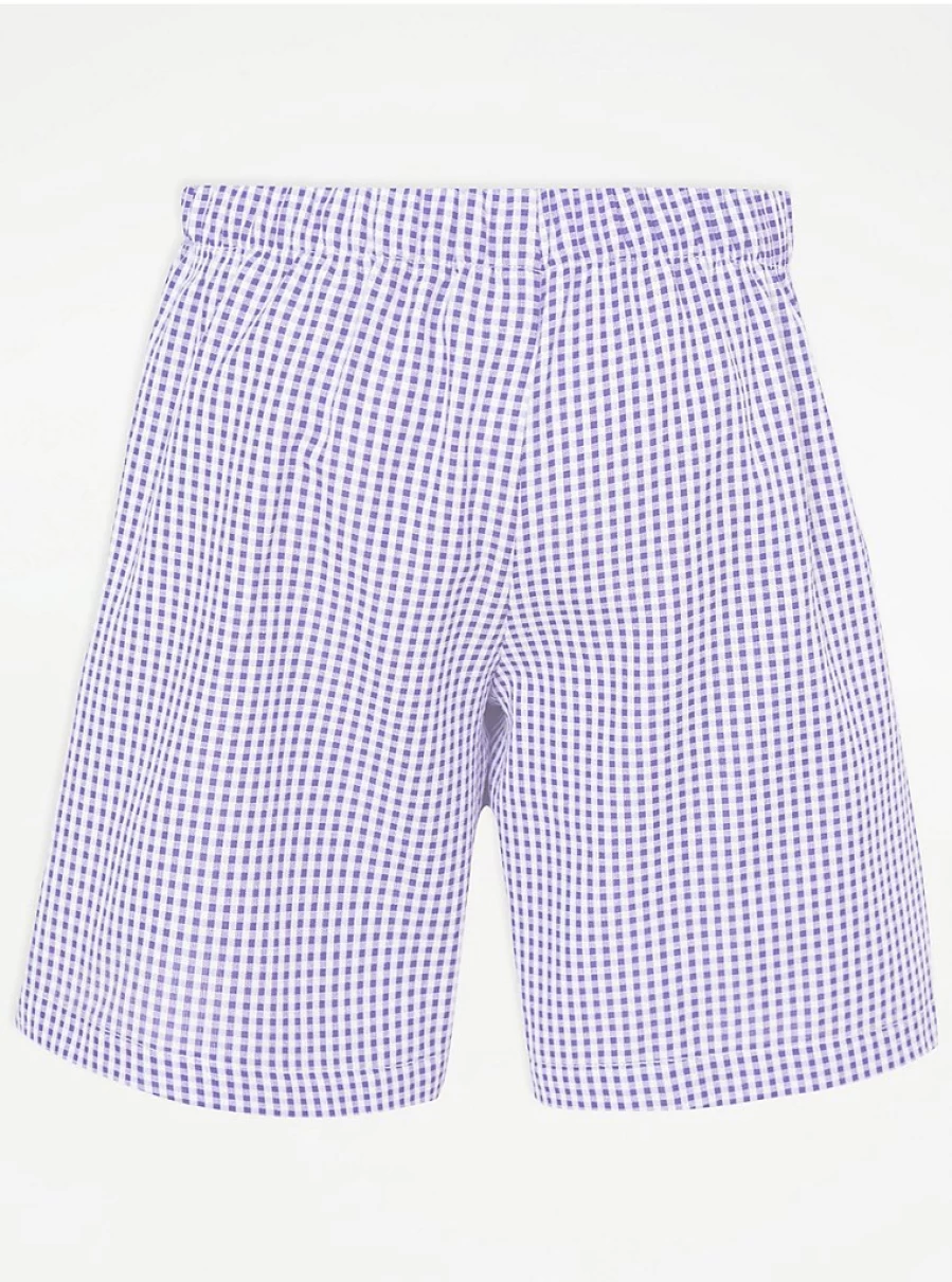 "George at Asda Purple Gingham Pleated School Shorts for Girls | Comfortable Fit | Back to School Essentials"
