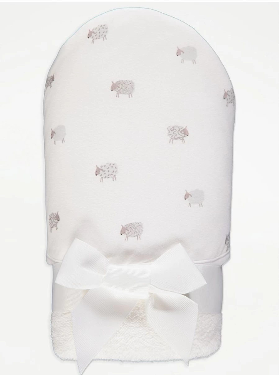 "George at Asda Baby White Sheep Hooded Towel – Soft & Absorbent for Infants"