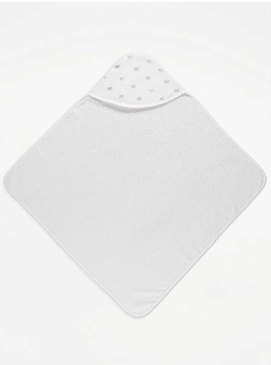 "George at Asda Baby White Sheep Hooded Towel – Soft & Absorbent for Infants"