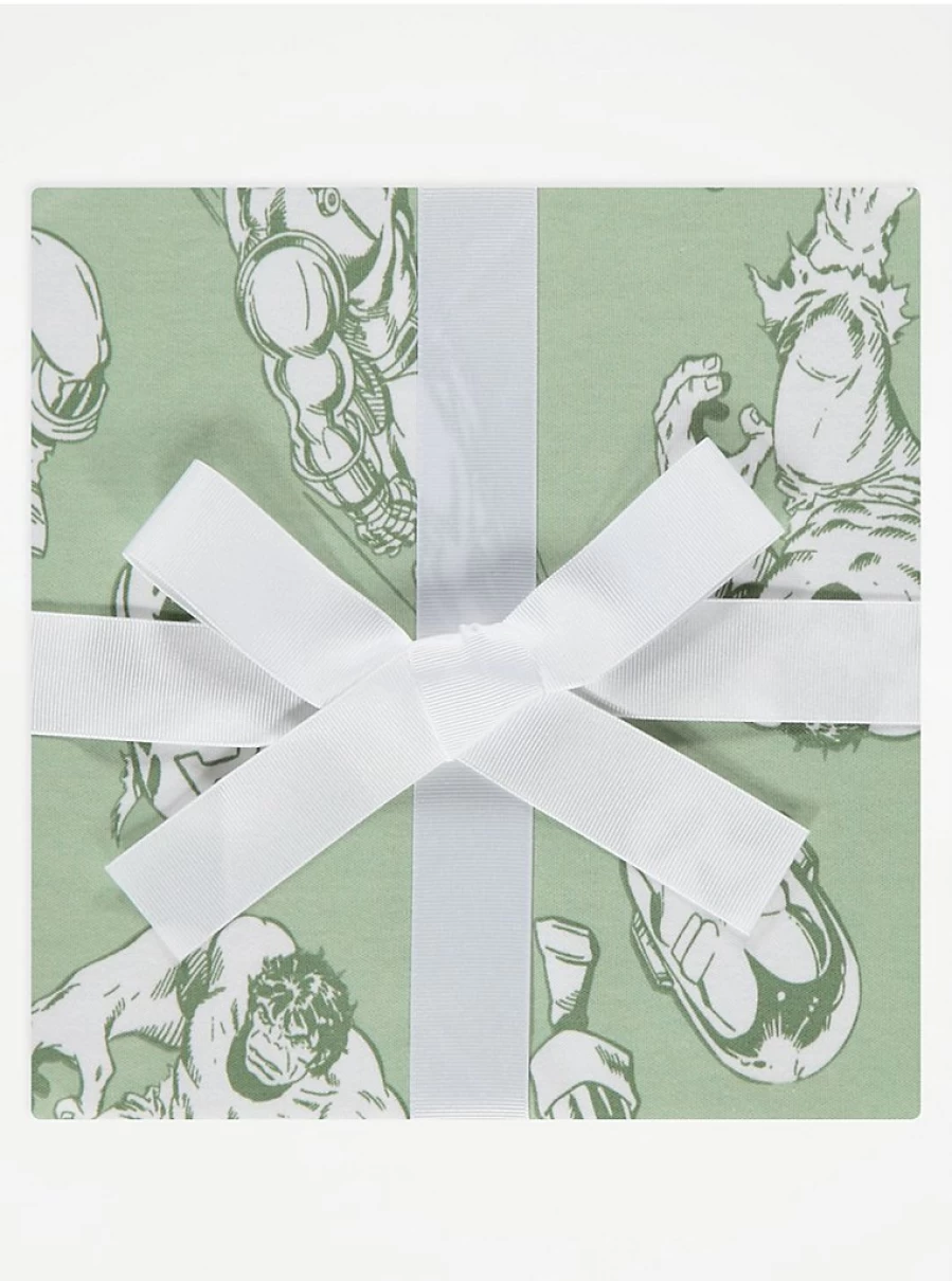 "George at Asda Boys Marvel Green Short Pyjamas Set - Kids Superhero Sleepwear Gift"