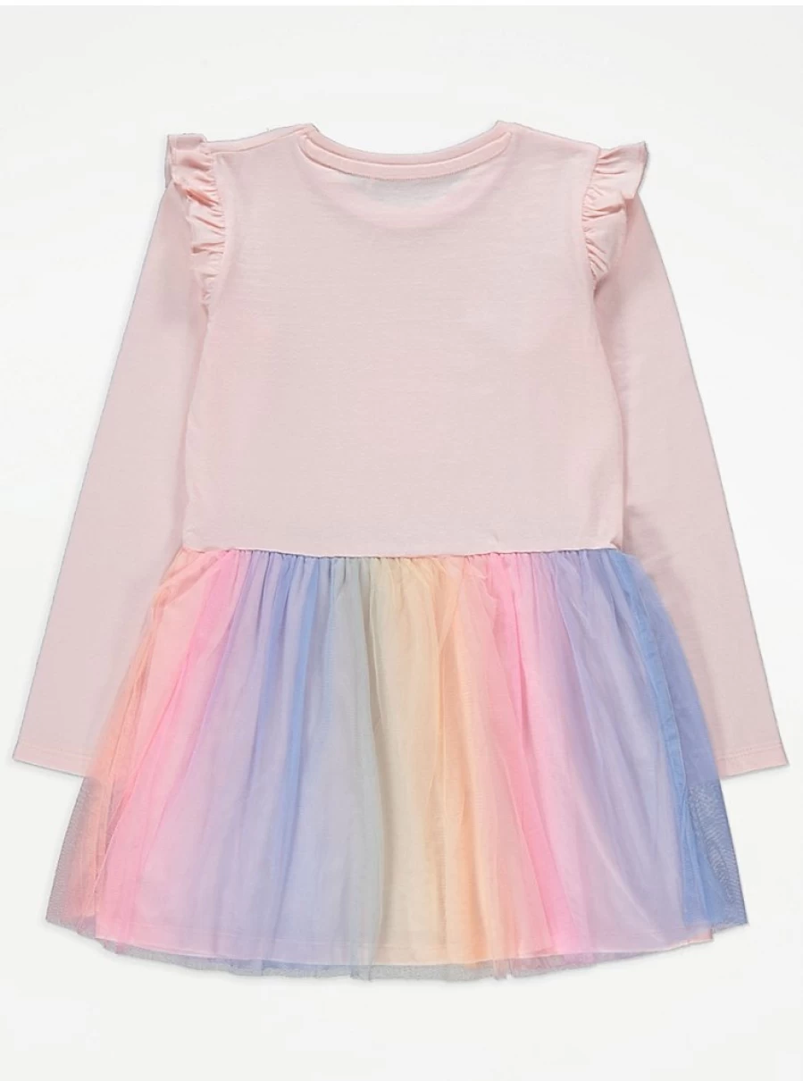 "George at Asda Girls' Pink Rainbow 'I Am 6' Birthday Tutu Dress - Cute Party Outfit for Kids"