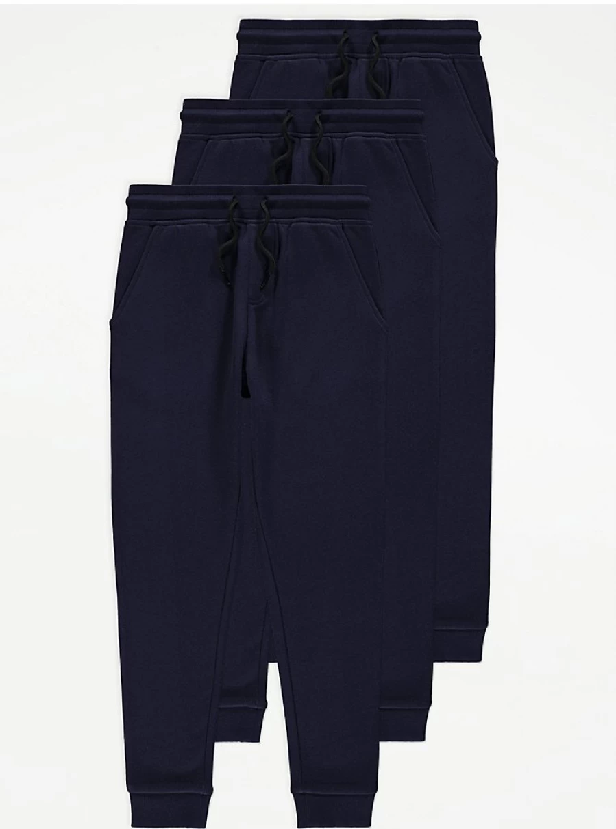 "George at Asda Boys Navy Joggers 3-Pack | Comfortable Kids Joggers | ASDA George Activewear"
