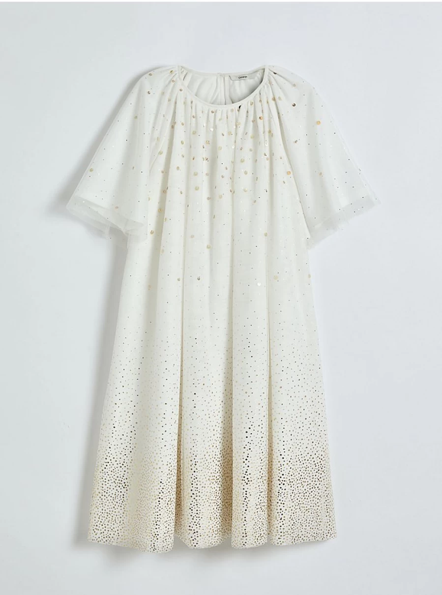 "George at Asda Girls' White Sequin Mesh Dress with Gold Details – Kids' Party Dress Reviews"