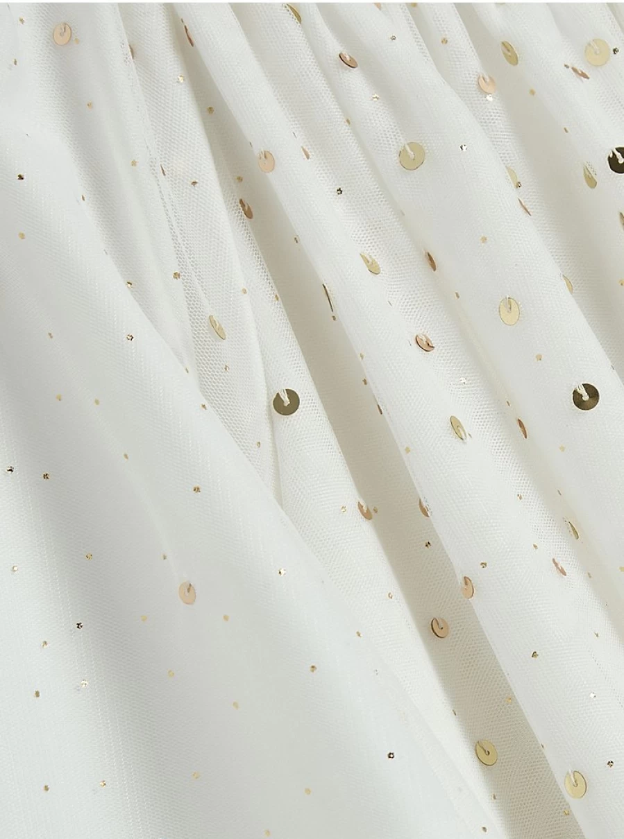 "George at Asda Girls' White Sequin Mesh Dress with Gold Details – Kids' Party Dress Reviews"