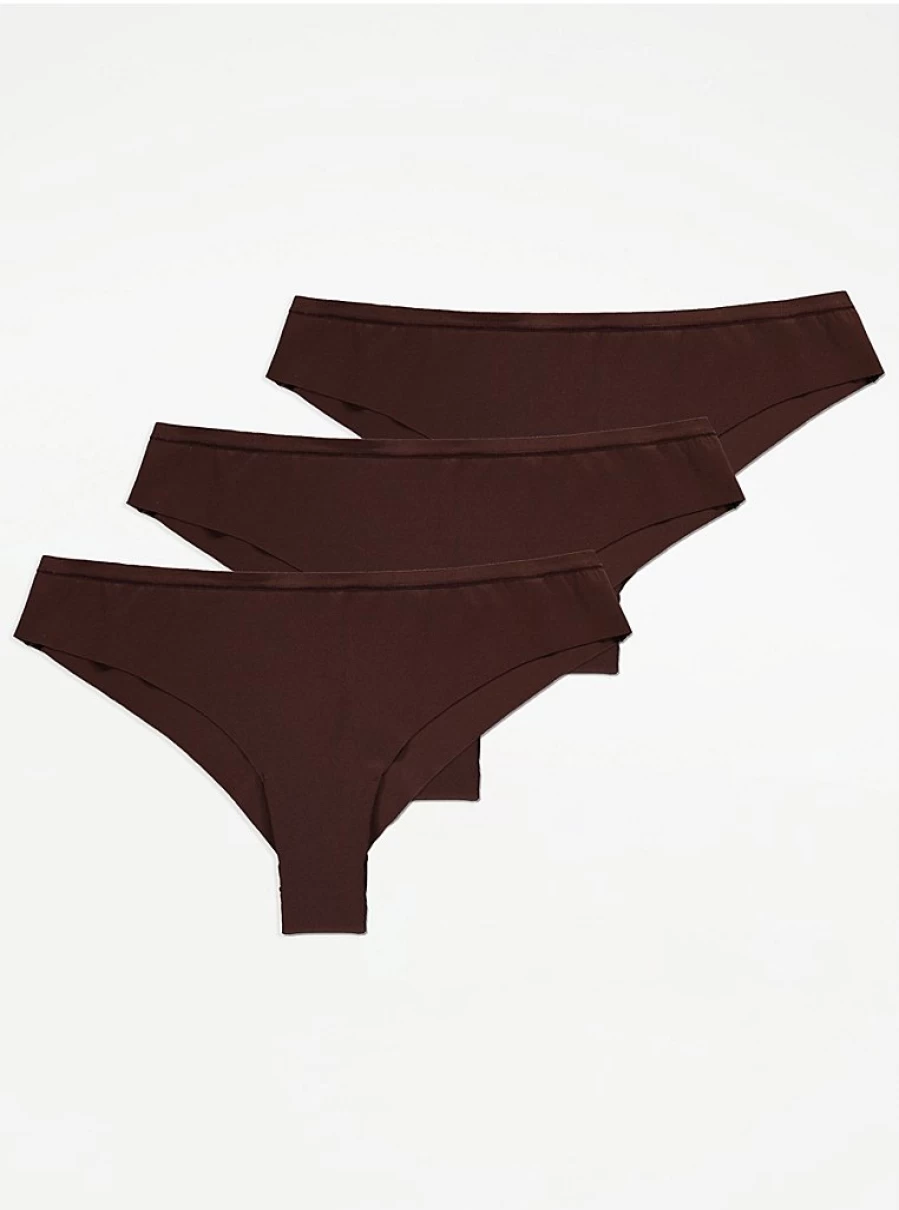 "George at Asda Deep Nude No VPL Brazilian Knickers 3-Pack | Seamless Underwear for Women"