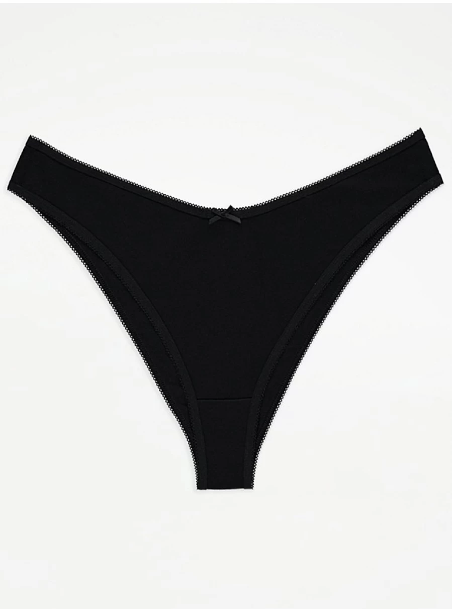 George at Asda Black High Leg Knickers 5-Pack - Comfortable Lingerie Multipack for Women